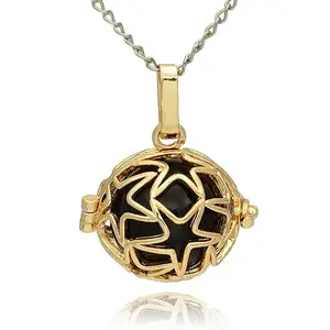Golden Tone Brass Hollow Round Cage Pendants
