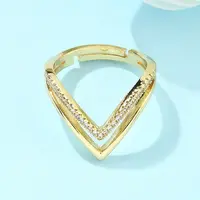 Adjustable Brass Micro Pave Clear Cubic Zirconia Finger Rings