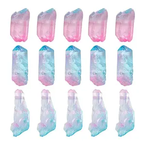 3Pcs Electroplate Natural Quartz Crystal Beads Strands