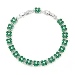 Noble Gift Ideas for Lady Platinum Tone Brass Micro Pave Cubic Zirconia CZ Flower Link Chain Bracelets