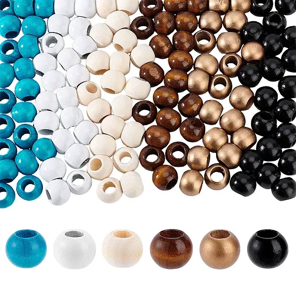 120Pcs 6 Styles Wood Beads