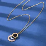 304 Stainless Steel Roman Numeral 3 Ring Pendant Necklaces