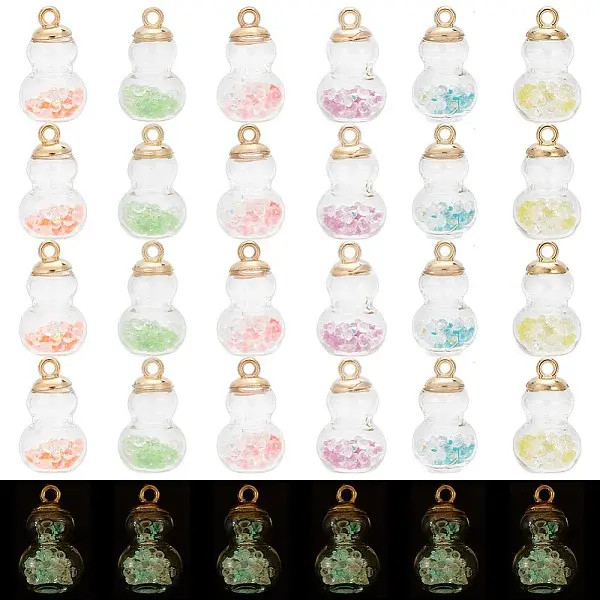 48Pcs 6 Colors Luminous Glass Pendants