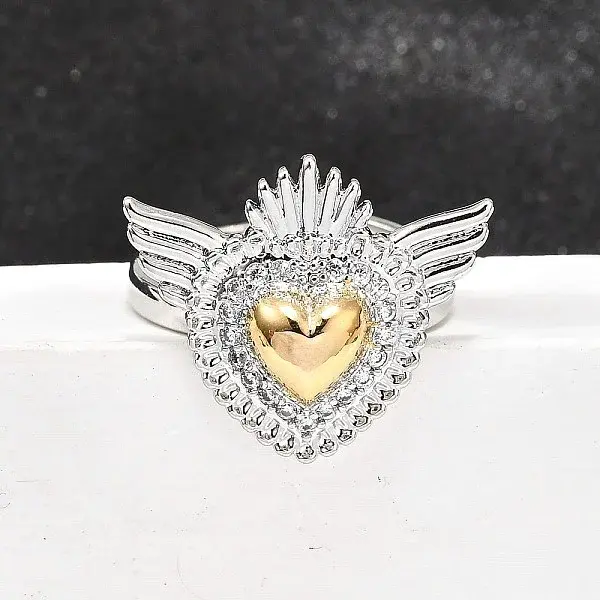 Gothic Style Brass Micro Pave Clear Cubic Zirconia Cuff Rings for Women