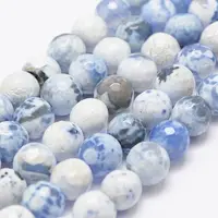 Faceted Natural Fire Crackle Agate Beads Strands