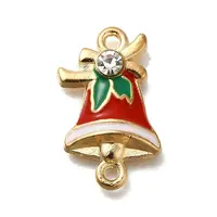 Christmas Bell Alloy Red Enamel Links