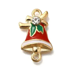 Christmas Bell Alloy Red Enamel Links