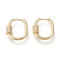 Brass Micro Pave Clear Cubic Zirconia Huggie Hoop Earrings