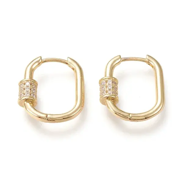 Brass Micro Pave Clear Cubic Zirconia Huggie Hoop Earrings