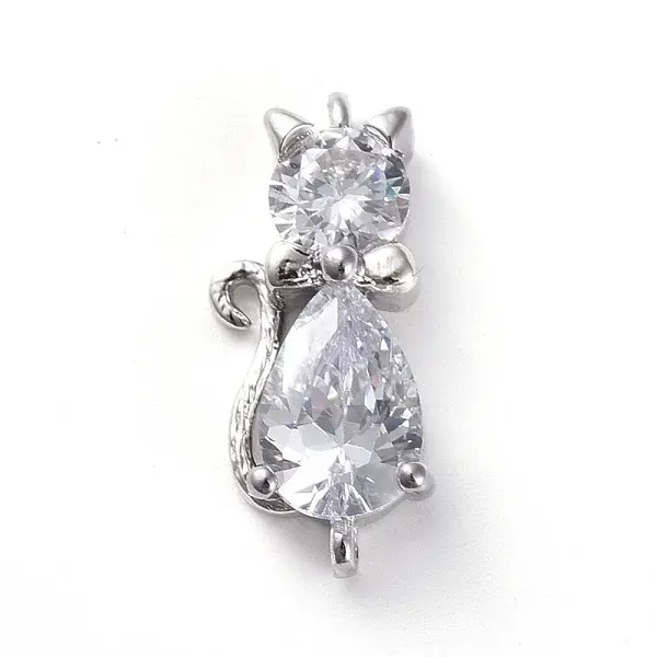 Brass Micro Pave Cubic Zirconia Kitten Links connectors