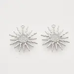 Brass Micro Pave Clear Cubic Zirconia Solar Eclipse Pendants