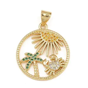 Brass Micro Pave Cubic Zirconia Pendants