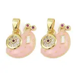 Brass Micro Pave Cubic Zirconia Enamel Pendants