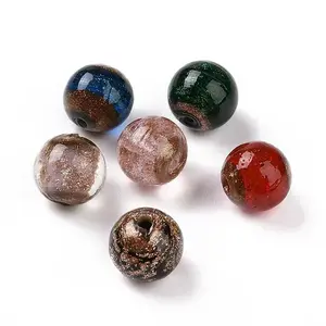 Handmade Gold Sand Lampwork Beads