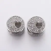 Brass Micro Pave Cubic Zirconia European Beads