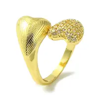 Brass Micro Pave Cubic Zirconia Open Cuff Rings