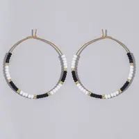 Glass Colorful Beads Hoop Earrings for Women