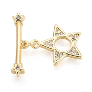 Star Brass Pave Clear Cubic Zirconia Toggle Clasps