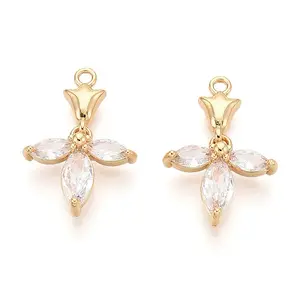 Brass Micro Pave Clear Cubic Zirconia Pendants