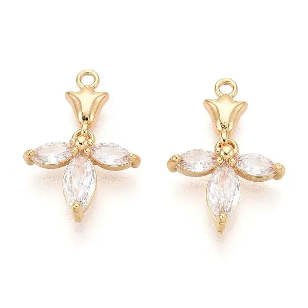 Brass Micro Pave Clear Cubic Zirconia Pendants