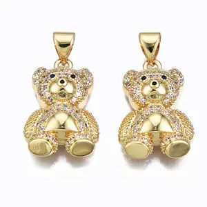 Brass Micro Pave clear Cubic Zirconia Pendants