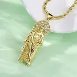 Brass Micro Pave Clear Cubic Zirconia Saint Jude Pendant Necklaces