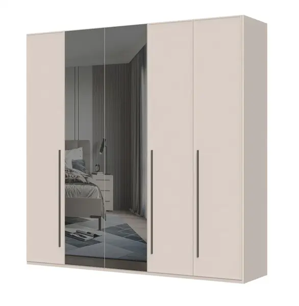 Pětidvéřová šatní skříň se zrcadlem baptiste - béžová