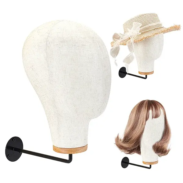 Head Shaped Wood Covered with Cloth Wall Mounted Hat Display Racks