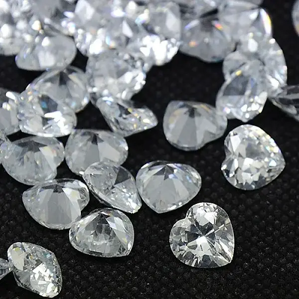 10PCS Clear Grade A Heart Cubic Zirconia Pointed Back Cabochons