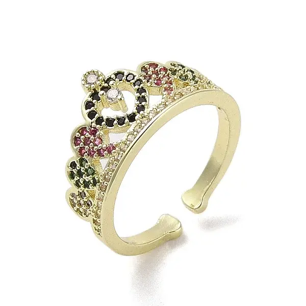 Brass Micro Pave Cubic Zirconia Open Cuff Rings