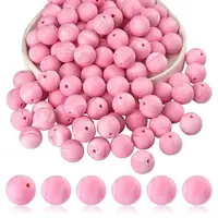 100Pcs Silicone Beads Round Rubber Bead 15MM Loose Spacer Beads for DIY Supplies Jewelry Keychain Making