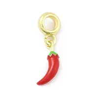 Brass Red Enamel Vegetable European Dangle Charms
