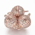 Brass Micro Pave Cubic Zirconia Magnetic Clasps with Loops