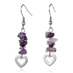 Heart Natural Amethyst Dangle Earrings