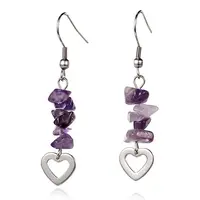 Heart Natural Amethyst Dangle Earrings