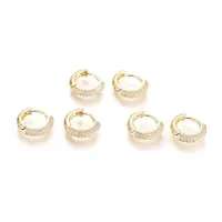 Brass Micro Pave Clear Cubic Zirconia Huggie Hoop Earrings