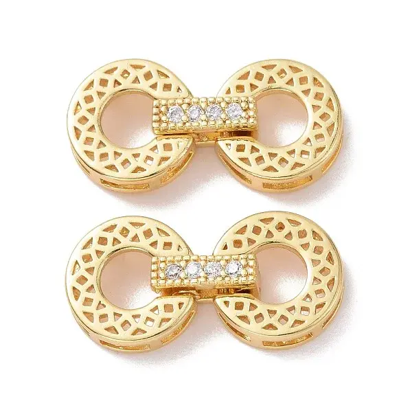 Brass Micro Pave Clear Cubic Zirconia Fold Over Clasps