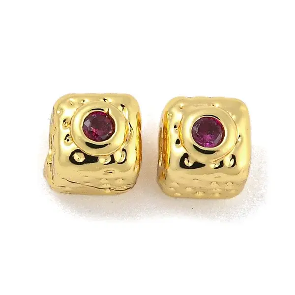 Brass Micro Pave Cubic Zirconia Beads