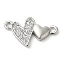 Brass Micro Pave Clear Cubic Zirconia Connector Charms