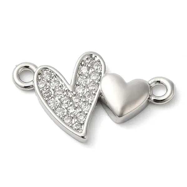 Brass Micro Pave Clear Cubic Zirconia Connector Charms
