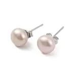 Natural Pearl Round Bead Stud Earrings