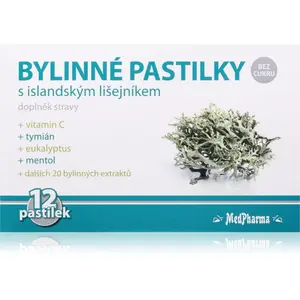 MedPharma Bylinné pastilky s islandským lišejníkem pastilky na podporu zdravia dýchacích ciest 12 ks