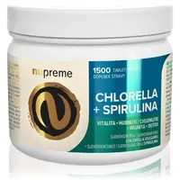 Nupreme Chlorella + Spirulina BIO prírodný antioxidant na podporu detoxikácie organizmu 1500 tbl