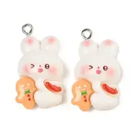 Christmas Theme Rabbit Opaque Resin Pendants