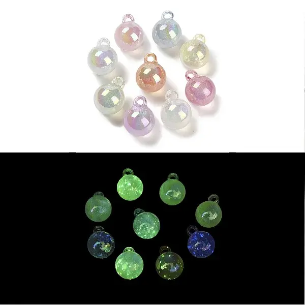 UV Plating Luminous Rainbow Iridescent Acrylic Beads