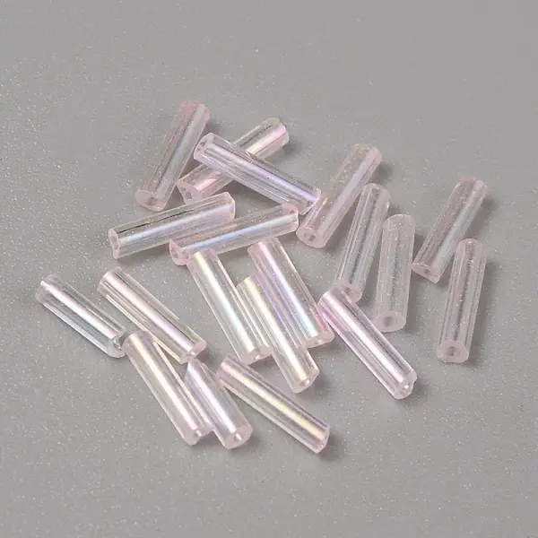 300Pcs Transparent Glass Round Bugle Beads