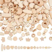 180Pcs 18 Styles Natural Wooden Beads