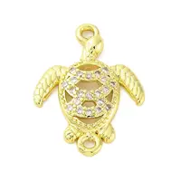Brass Micro Pave Clear Cubic Zirconia Connector Charms