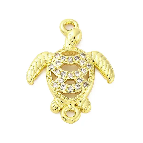 Brass Micro Pave Clear Cubic Zirconia Connector Charms
