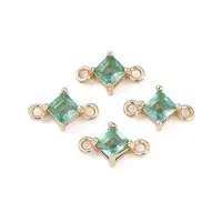 Brass Pave Glass Rhombus Links Connector Charms